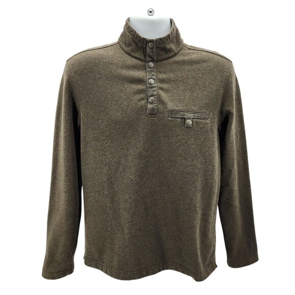 Untuckit Mens Medium Sweatshirt Parkson Snap Fleece Green Long Sleeve - Picture 10 of 10